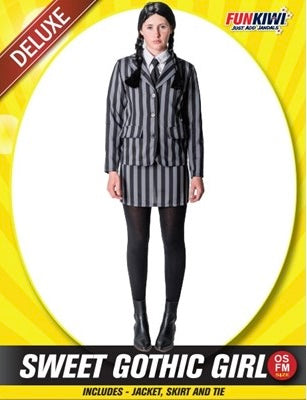 Wednesday Sweet Gothic School Girl Costume