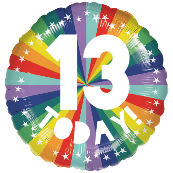 Rainbow 13th Foil Balloon