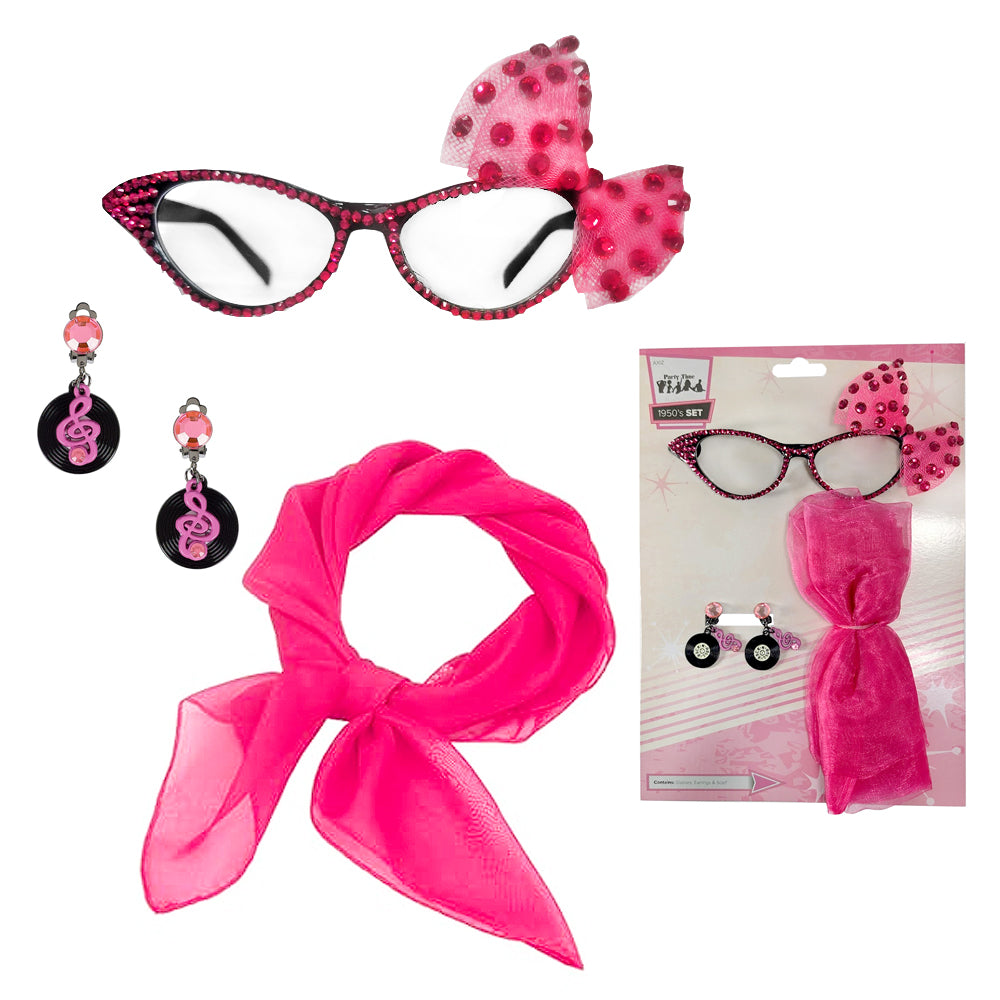1950s Hot Pink Accessories Set