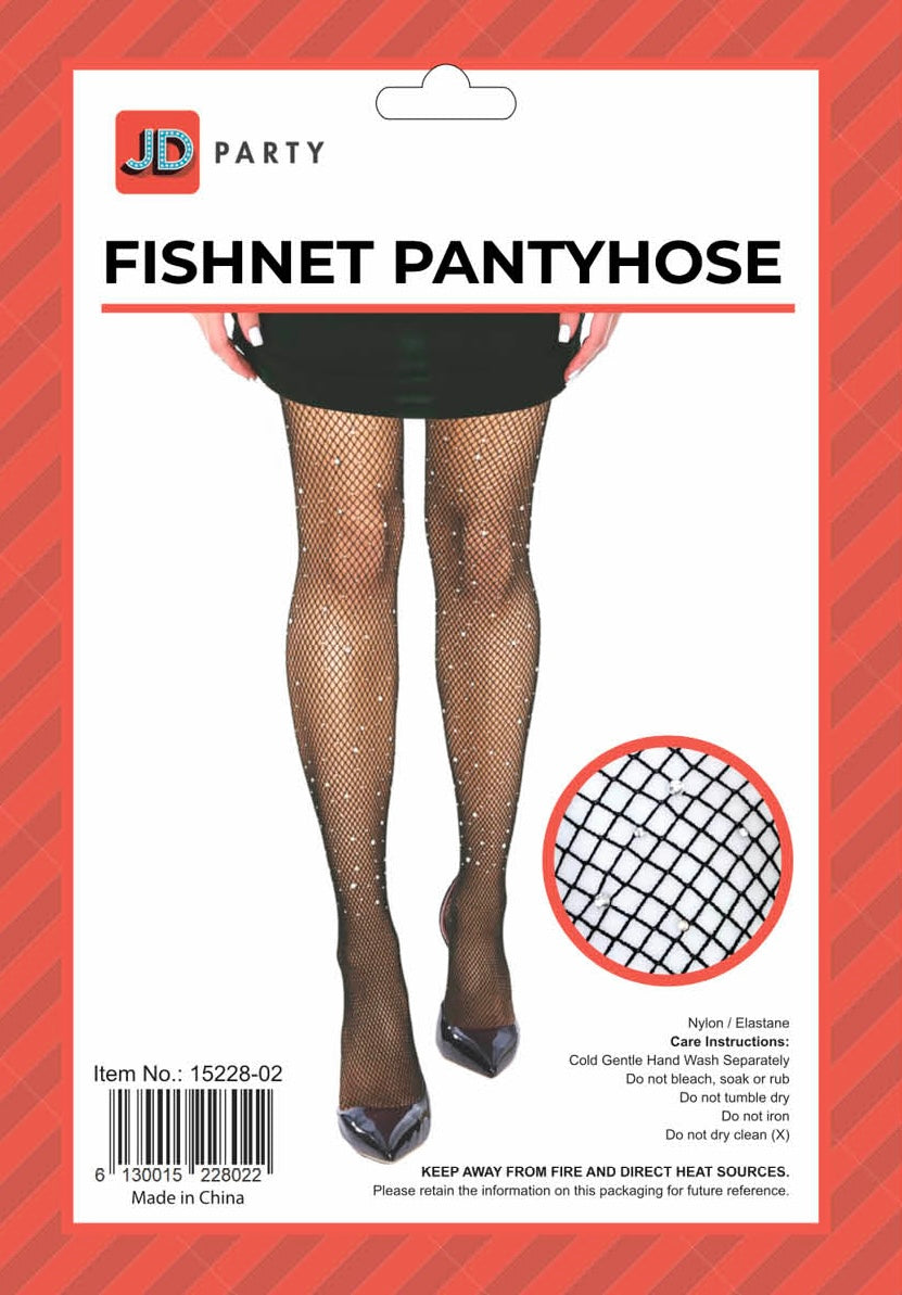 Fishnet Pantyhose Black with Crystals
