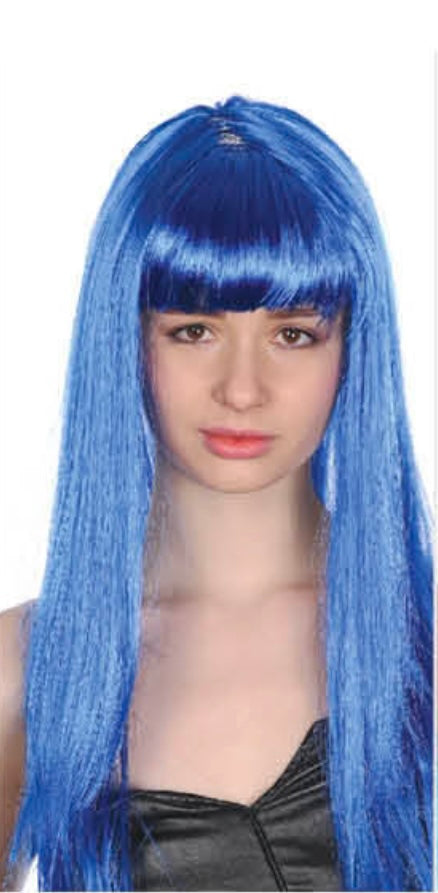 Long Blue Wig with Fringe