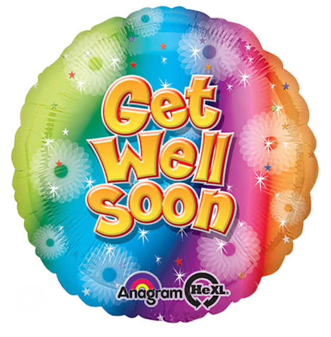 Get Well Soon Bold Stripes Foil Balloon