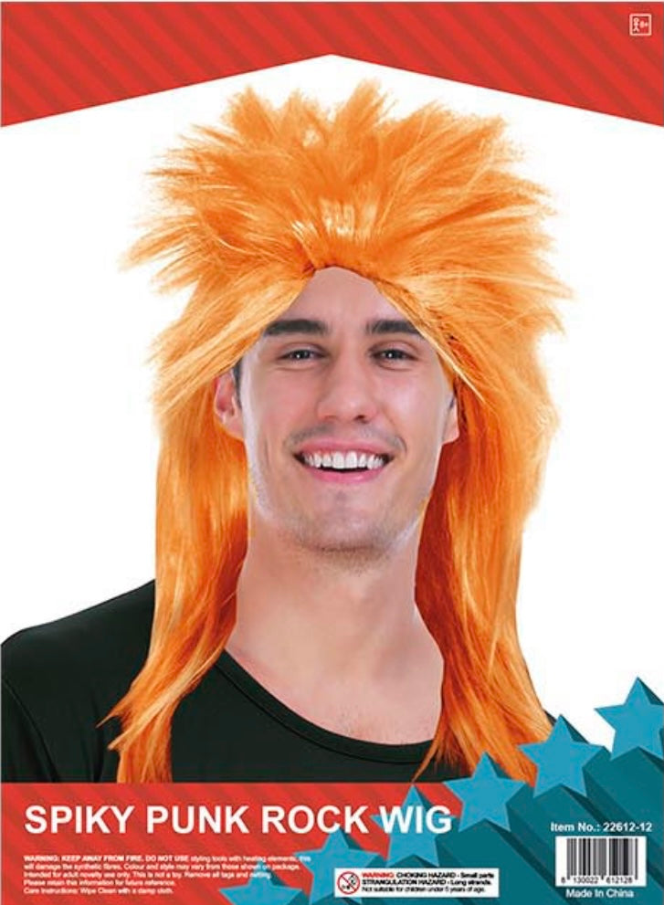 Spiky Punk Rock Orange Wig