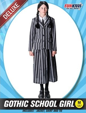 Gothic Wednesday School Girl Child Costume