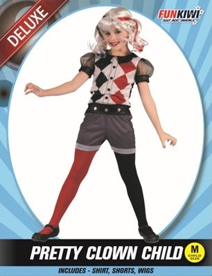 Pretty Harlequin Clown Child Costume