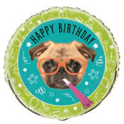 Pug dog Happy Birthday Balloon