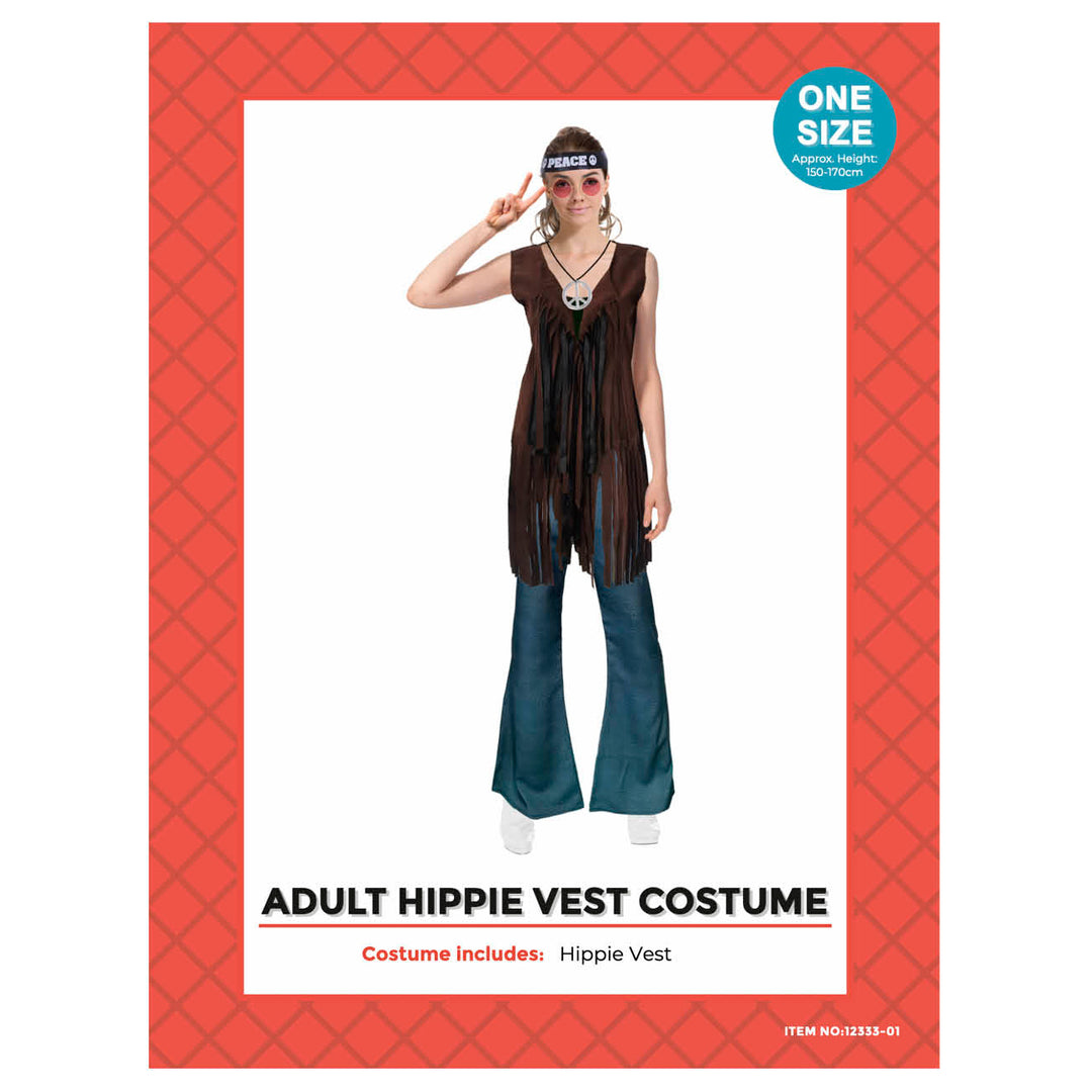 Adult Brown Hippie Vest Womens