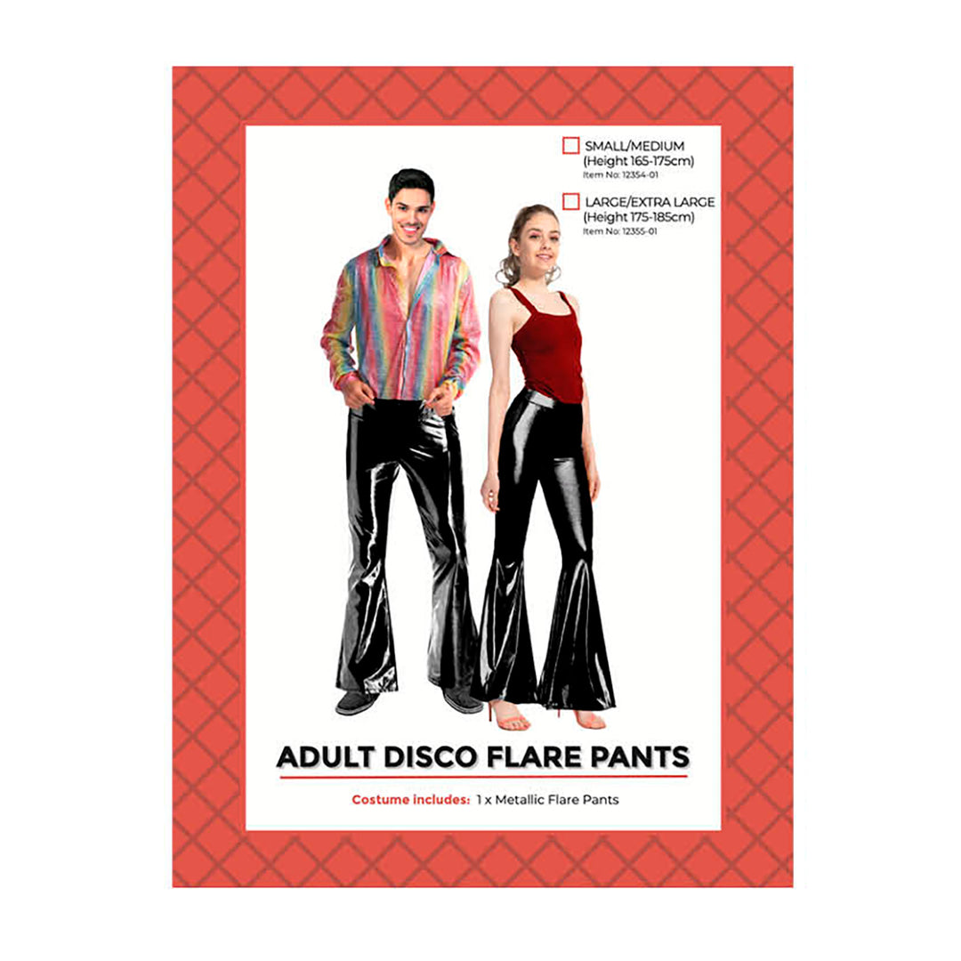 Adult Disco Metallic Flare Pants Black