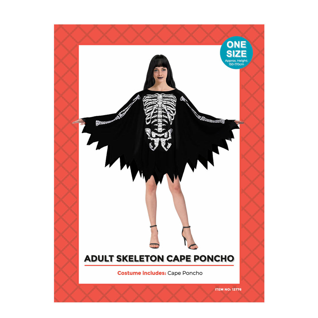 Skeleton Cape Poncho Costume