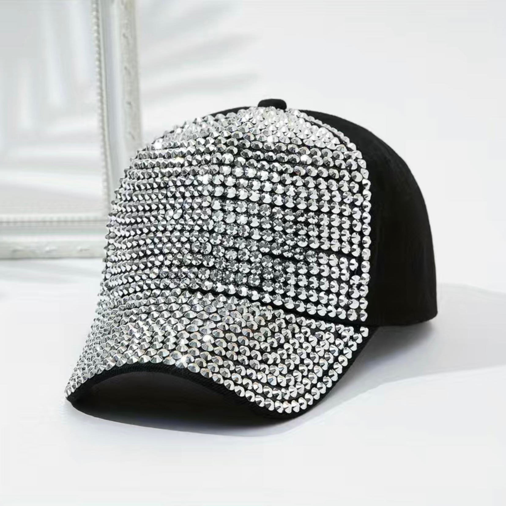 Black Rhinestone Silver Crystal Baseball Cap Sydney Costume Shop