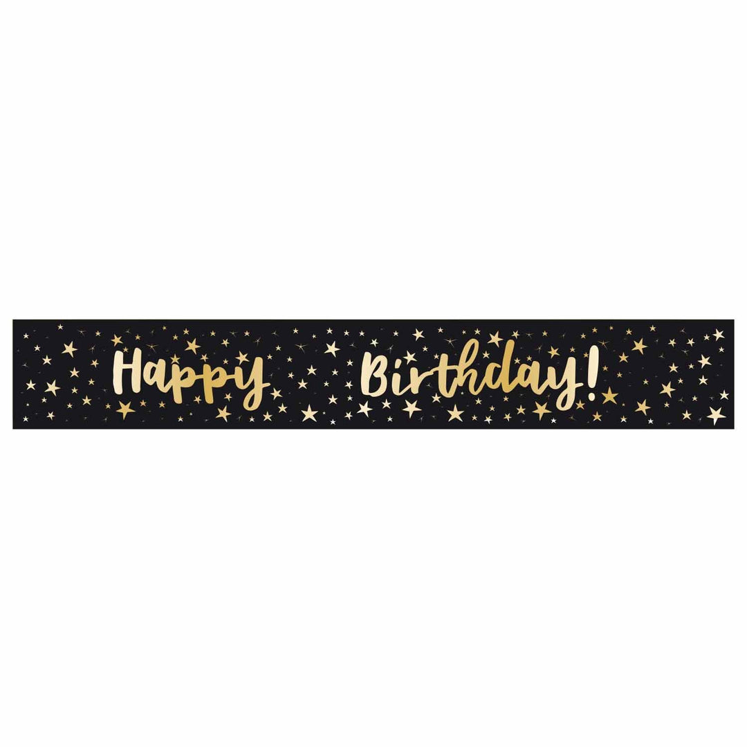 Happy Birthday Black and Gold Banner