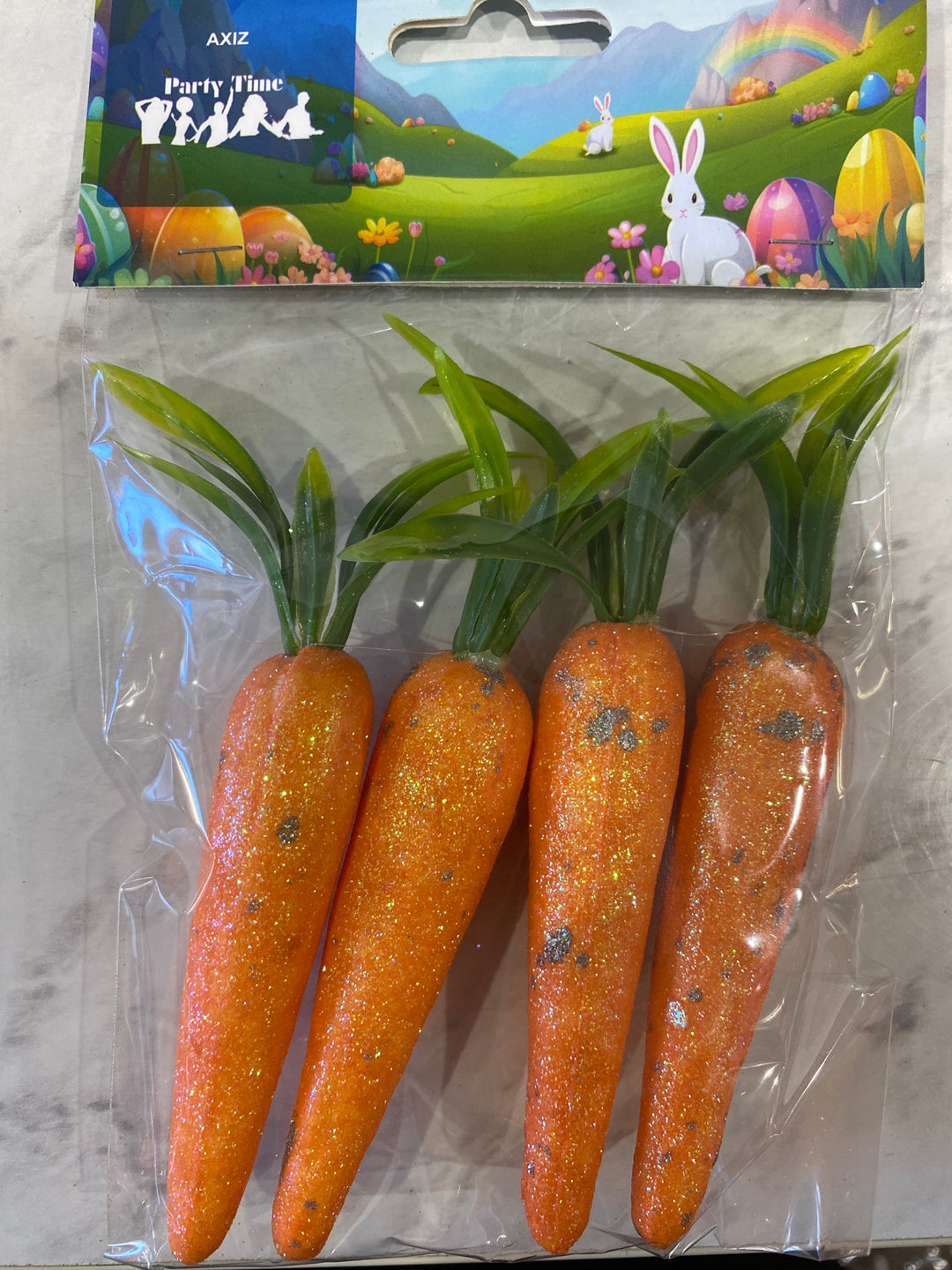 Glitter Speckled Easter Carrots 4pk 12cm