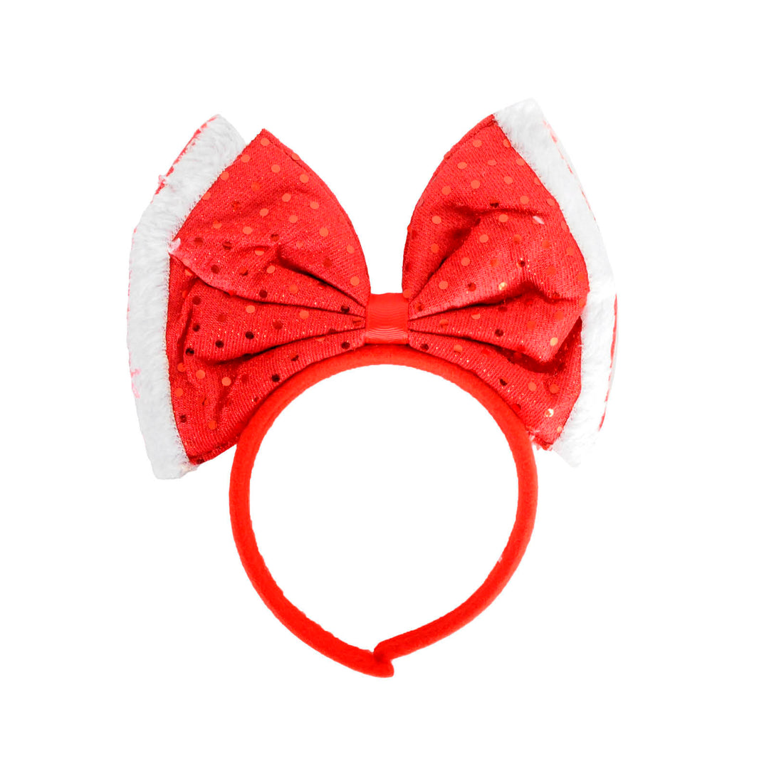 Christmas Red Bow Sequin Headband