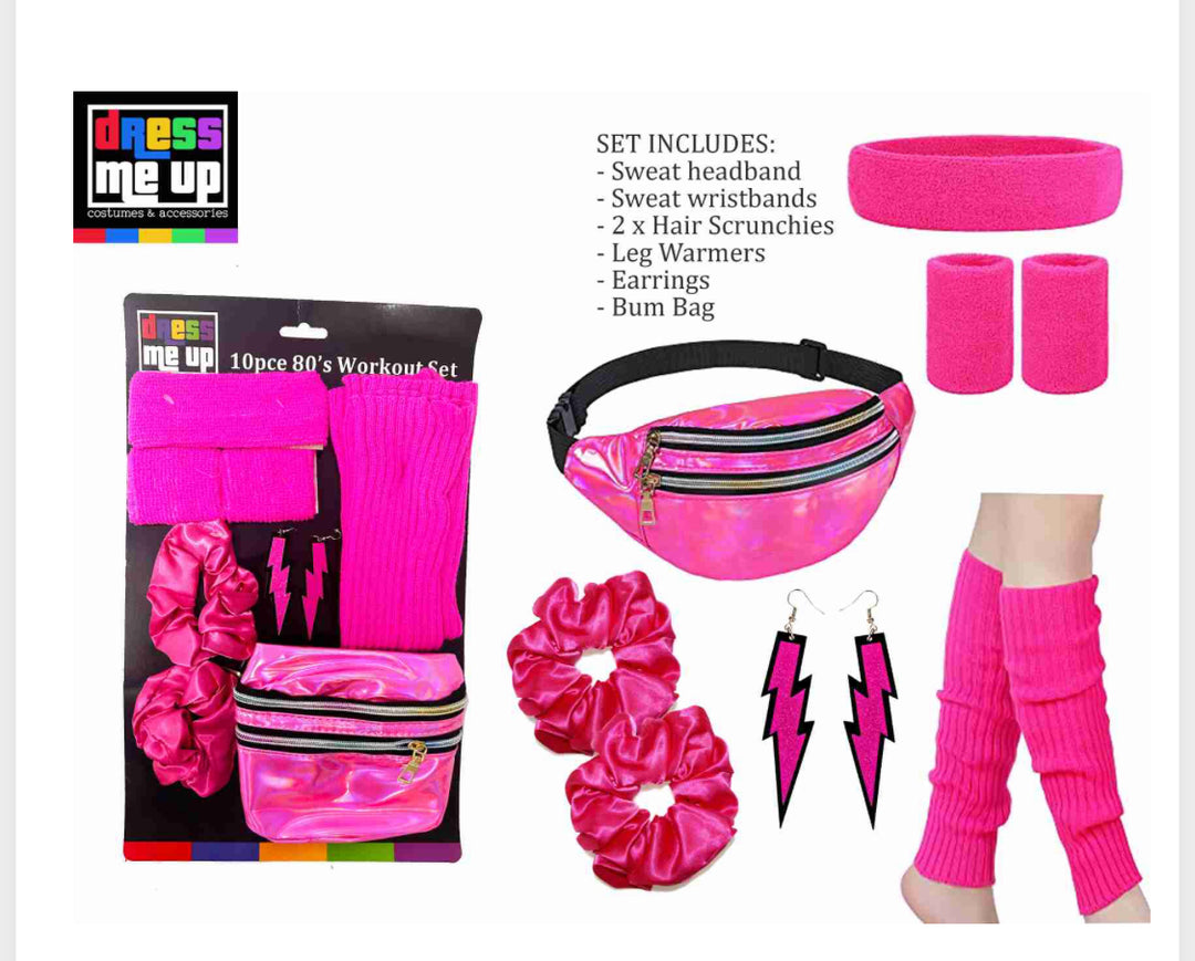 80's Neon Pink 10 Piece Set