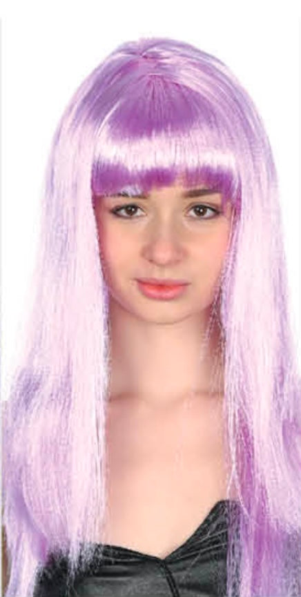 Long Light Purple Wig with Fringe