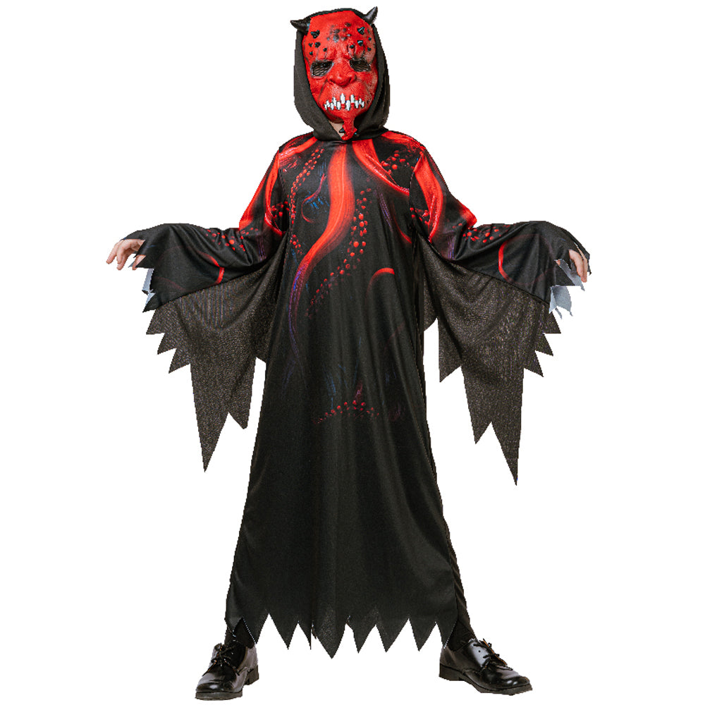 Demon Devil Robed Child Costume with Latex Mask