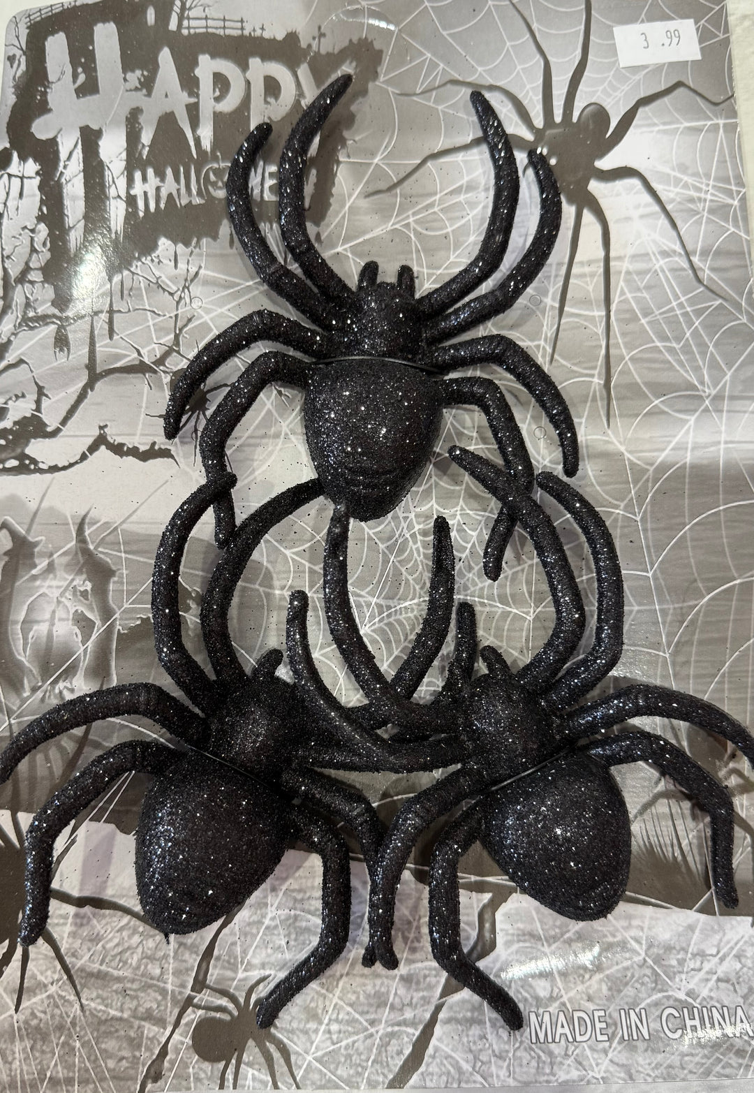 Black Glitter Spiders