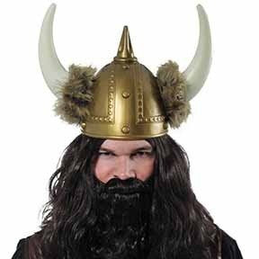 Copper Gold Viking Helmet with fur