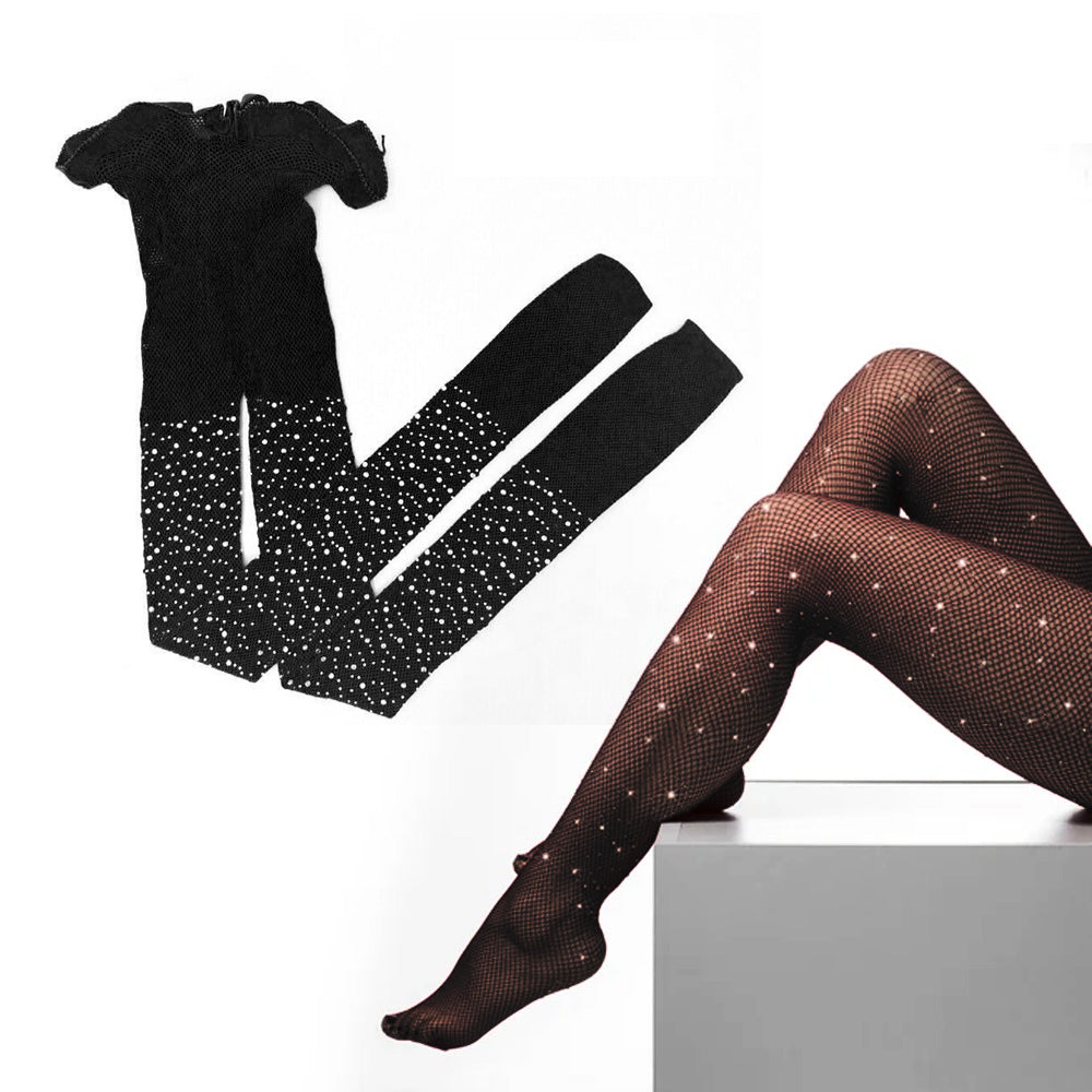 Fishnet Pantyhose Black with Crystals