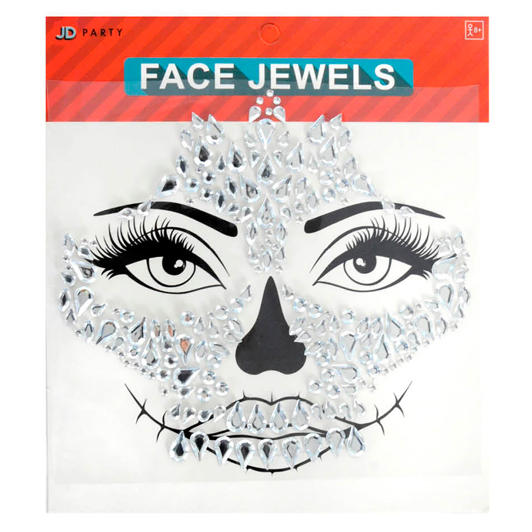 Halloween Face Jewels - Silver Face