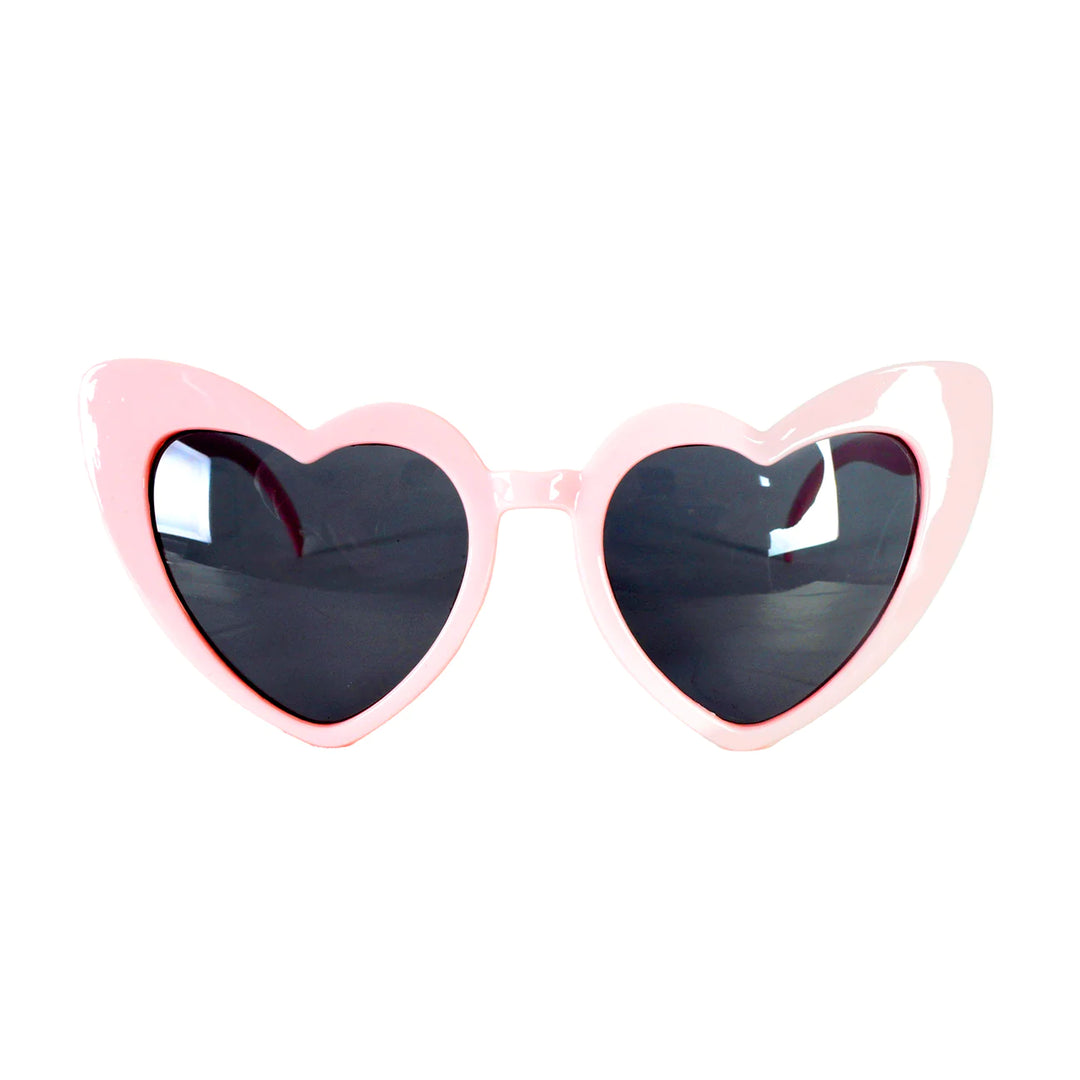 Party Glasses Light Pink Hearts -Dark Lenses