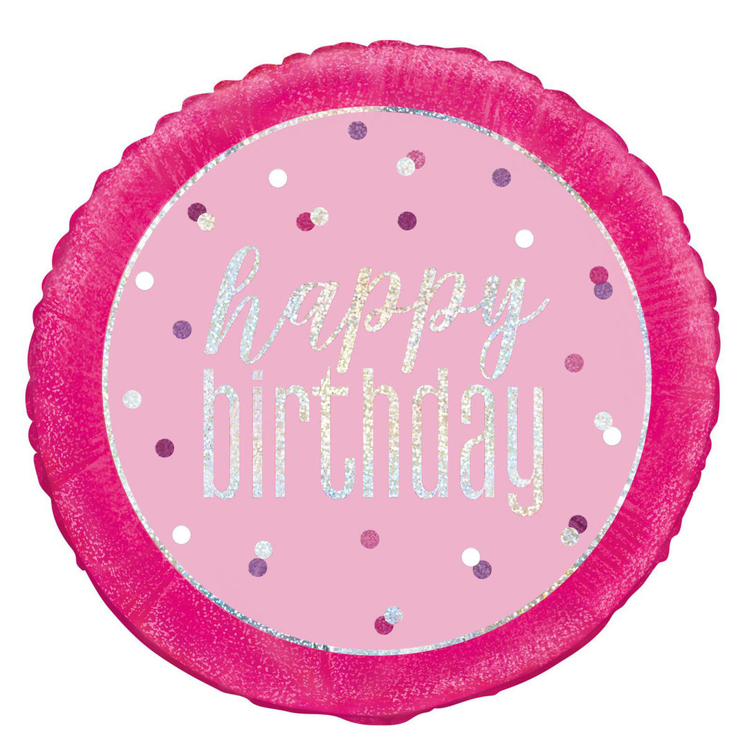 Pink Happy Birthday Prismatic Foil Balloon