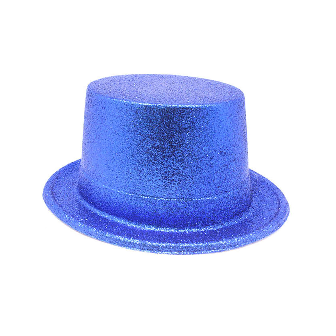 Plastic Glitter Top Hat Blue