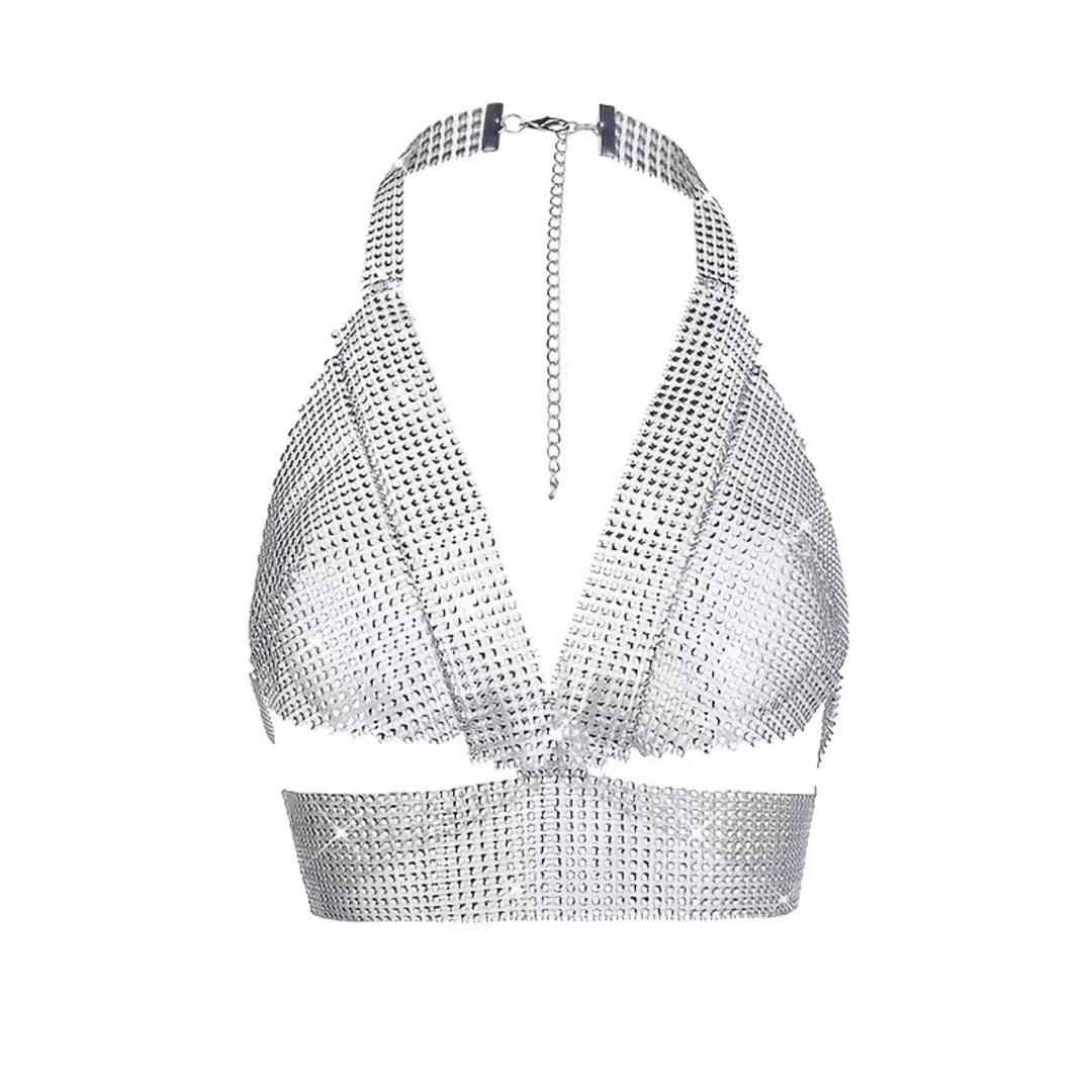 Plastic Rhinestone Halter Top