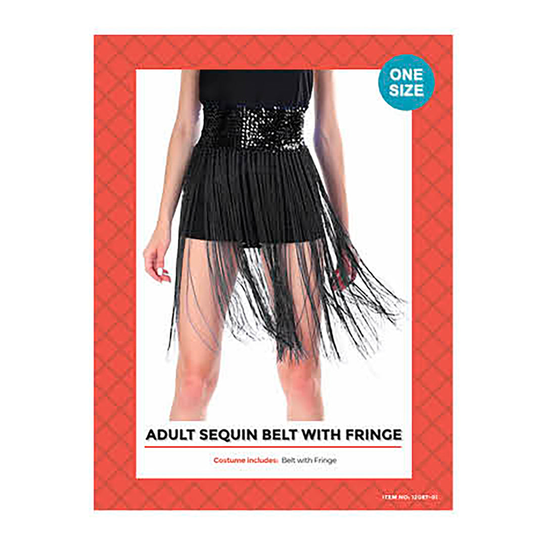 Sequin Belt with Fringing, Black