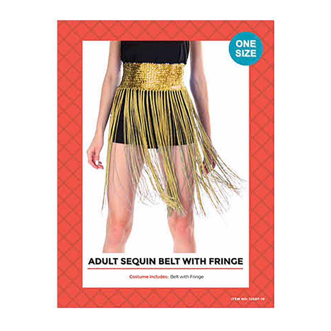 Sequin Belt with Fringing, Gold