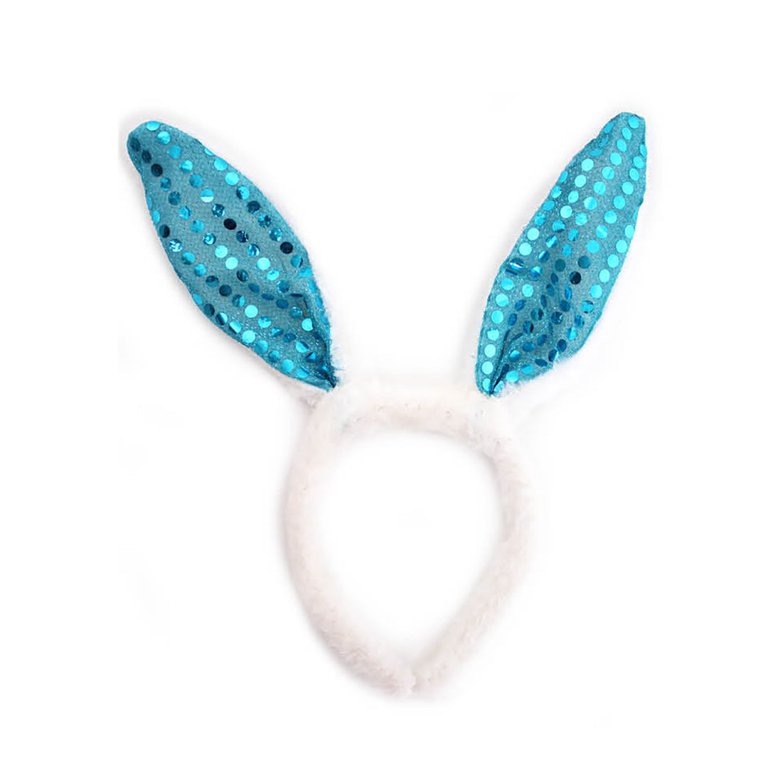 Sequin Bunny Headband - Blue