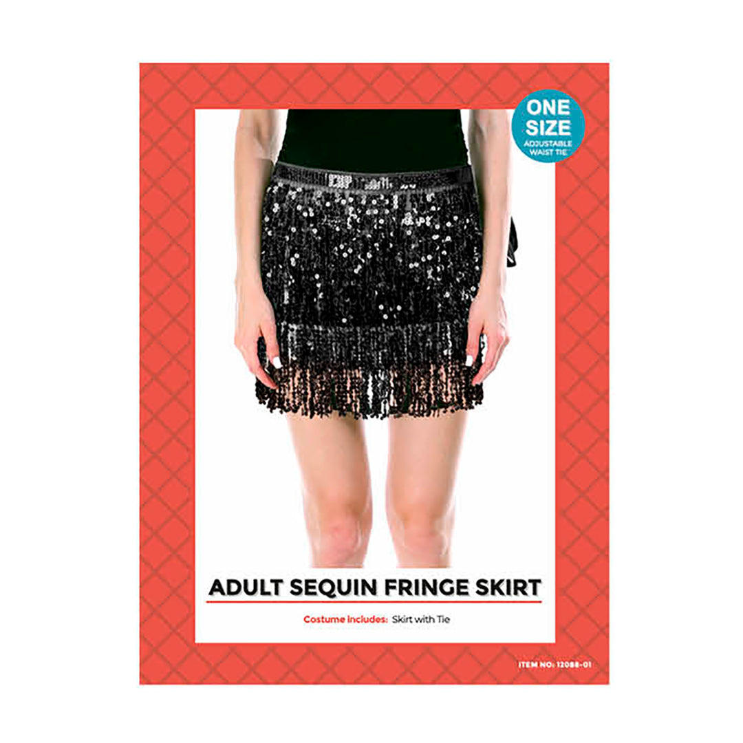 Sequin Fringe Skirt - Black