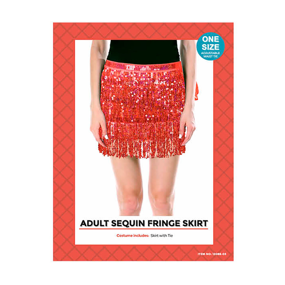 Sequin Fringe Skirt - Red