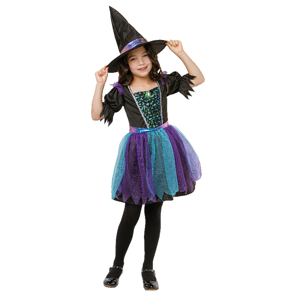 Children’s Teal Purple Starry Night Witch Costume