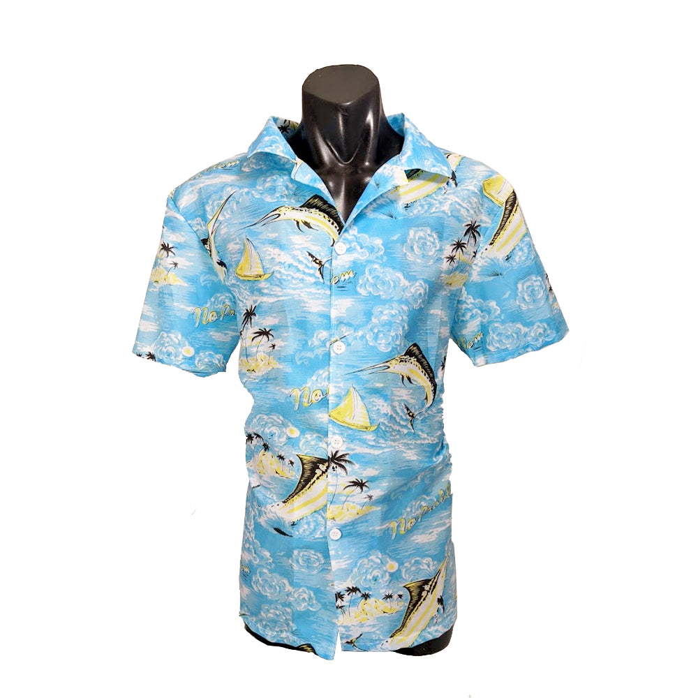 Turquoise Fish Hawaiian Shirt