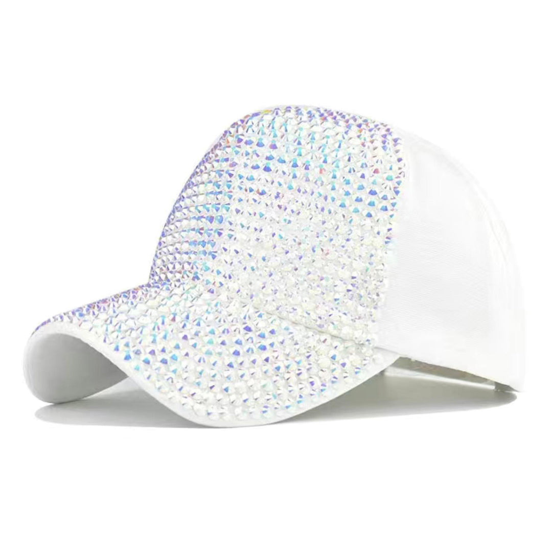 White Rhinestone Crystal Baseball Cap