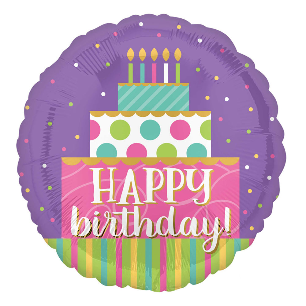 Happy Birthday Cake Swirls Balloon