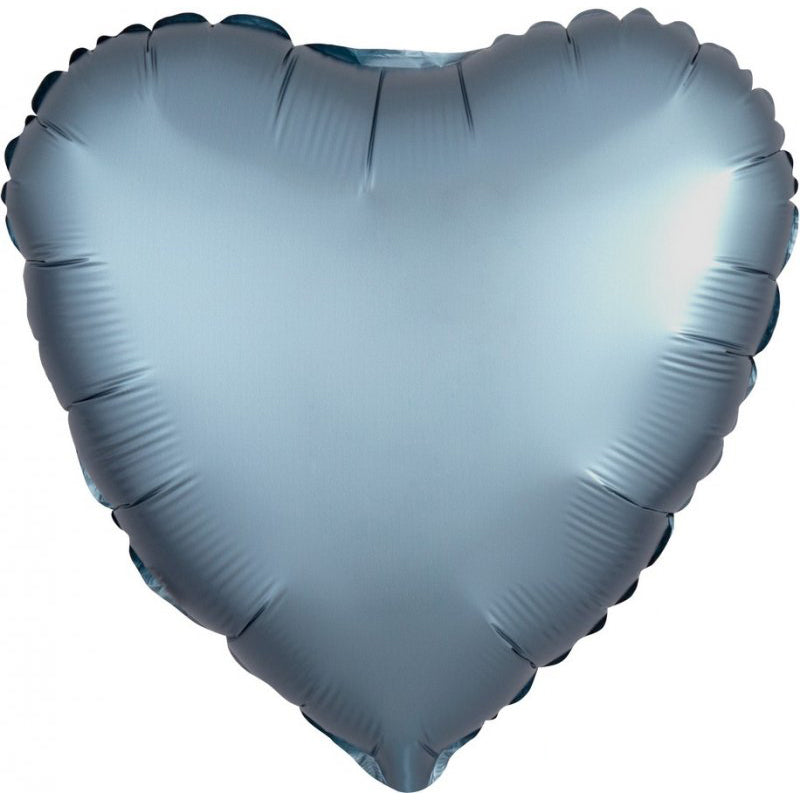 Satin Luxe Steel Blue Heart Foil Balloon