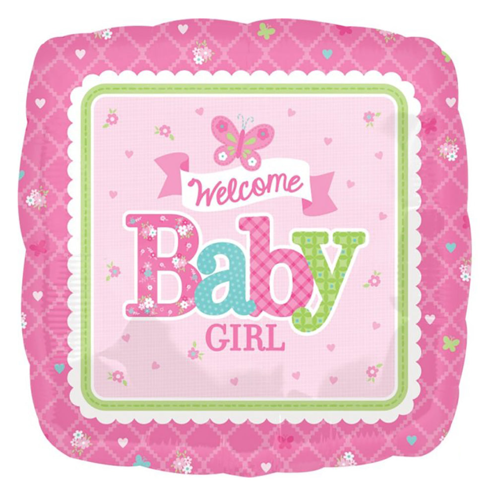 Welcome Baby Girl Butterfly Foil Balloon