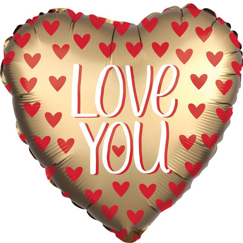 Satin Love You Gold Foil Balloon