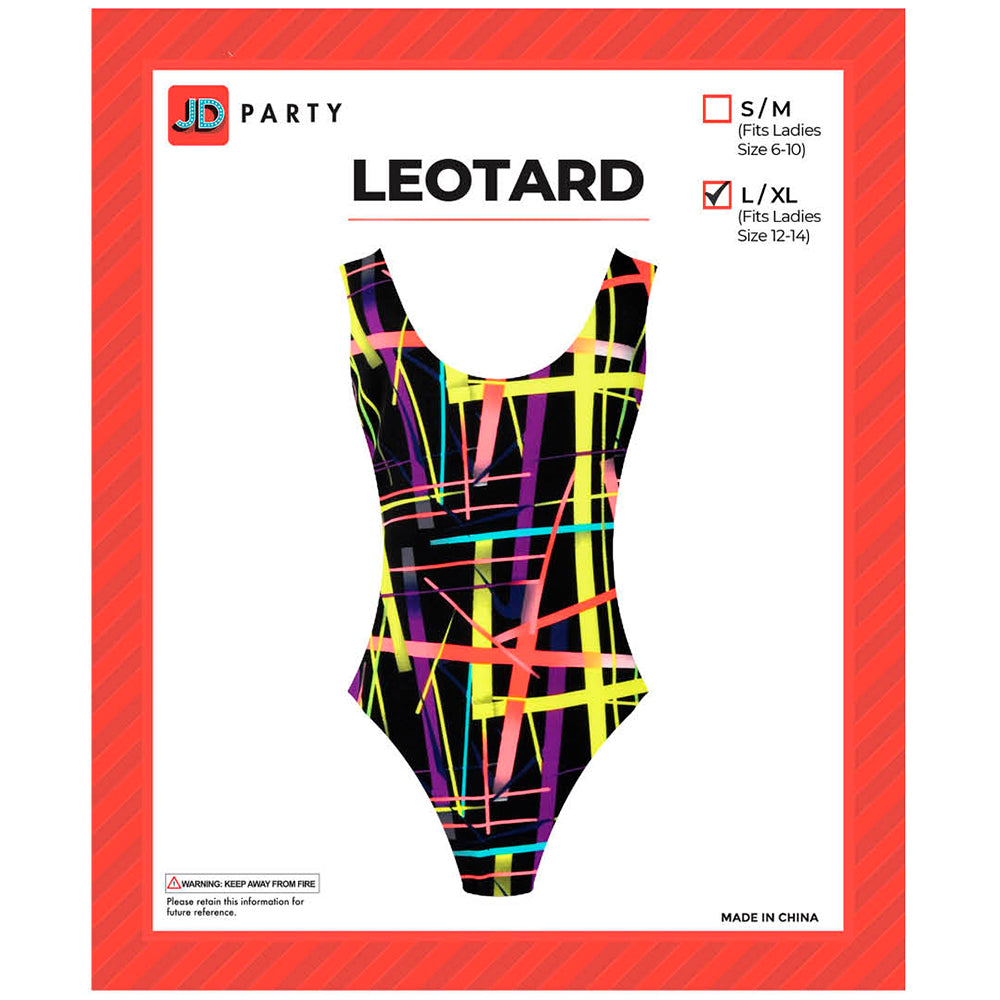80s Neon Stripes Print Leotard
