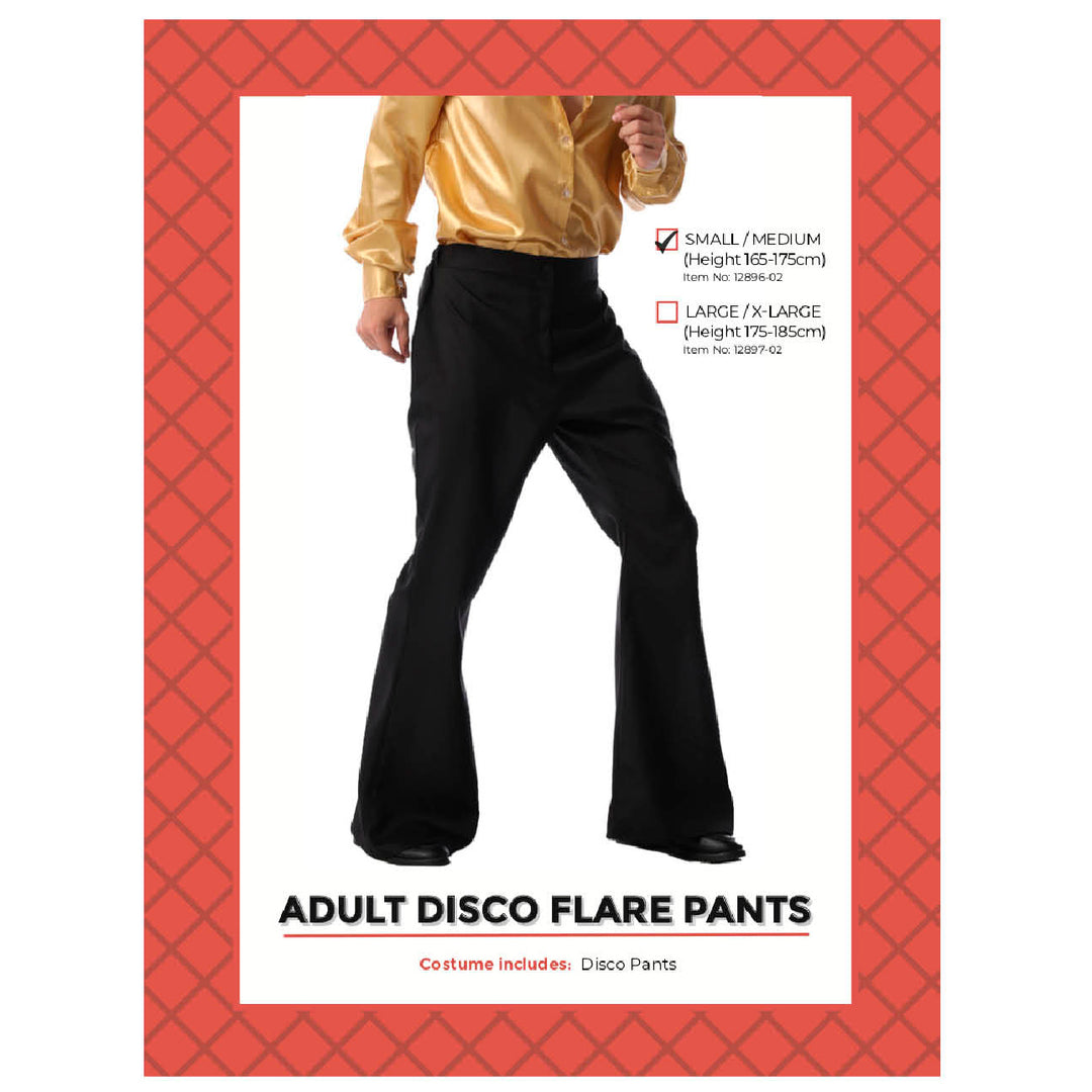 Adult Disco Flare Pants Black