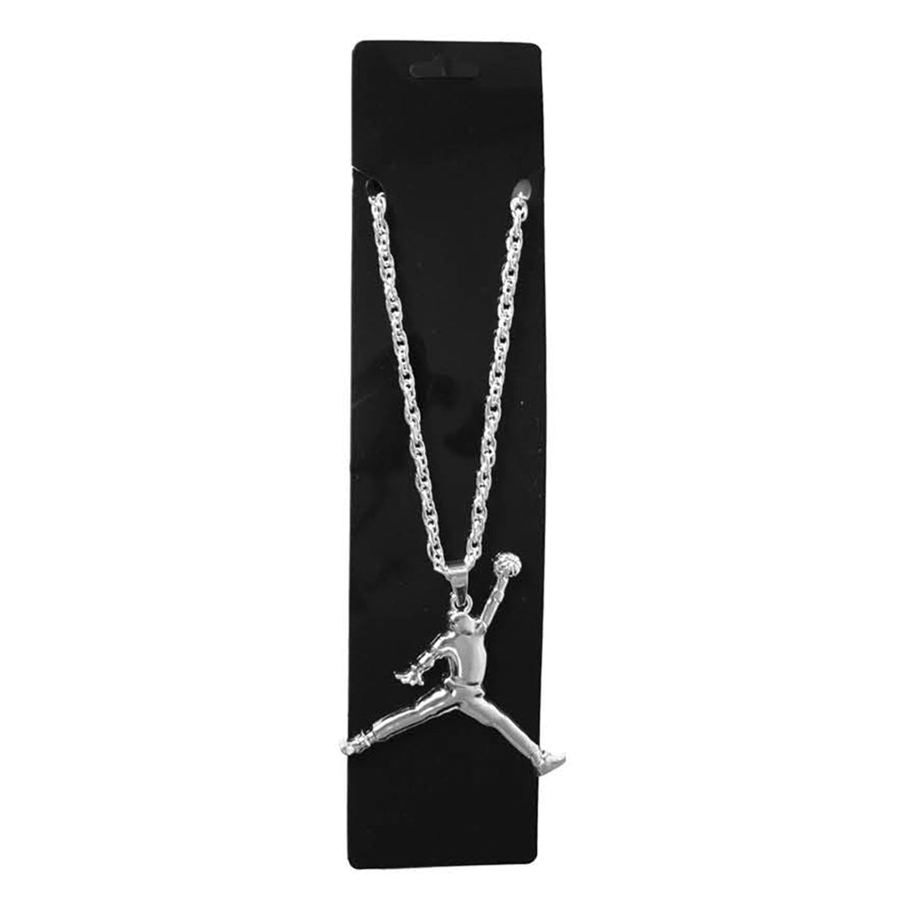 Silver Basketball Player Necklace
