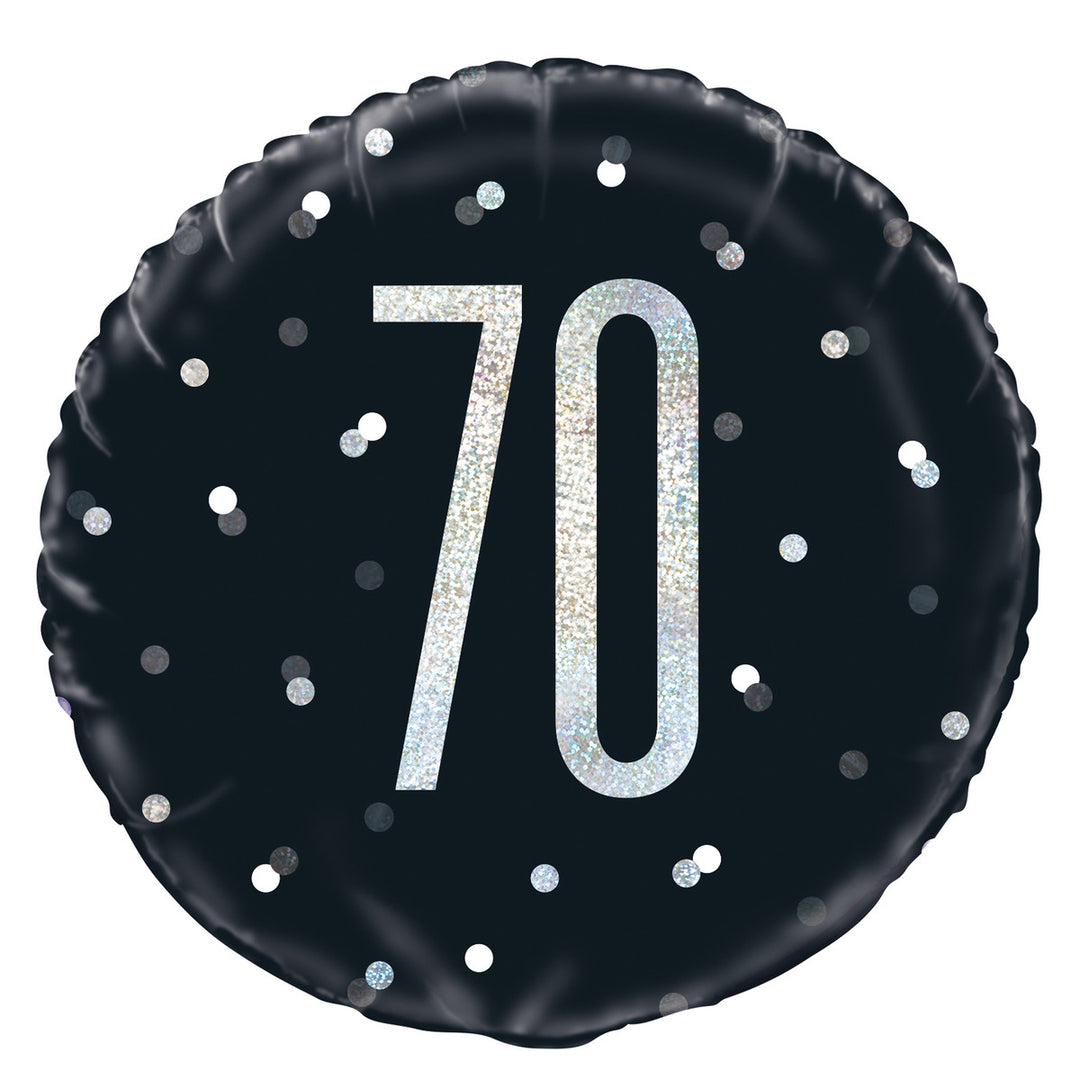 Black And Silver 70th Foil Prismatic Balloon