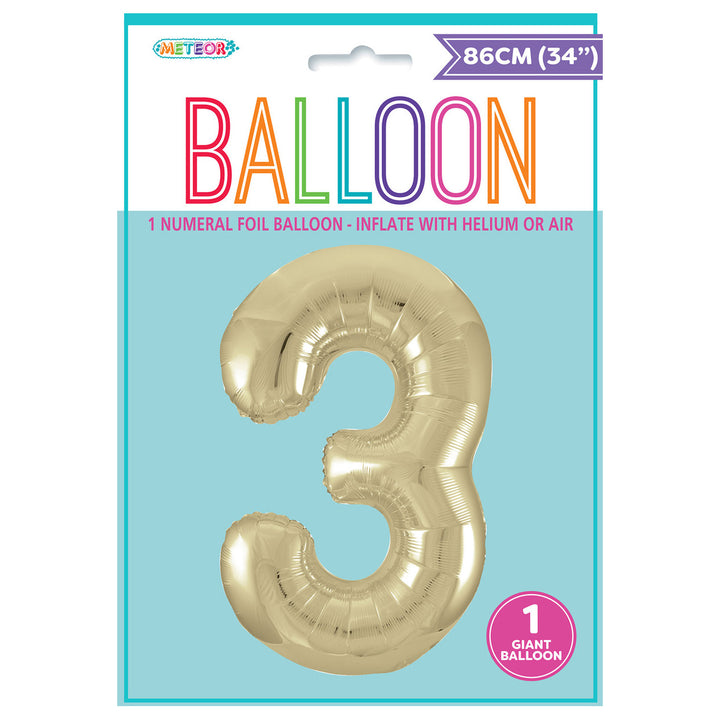 Champagne Giant Number 3 Foil Balloon