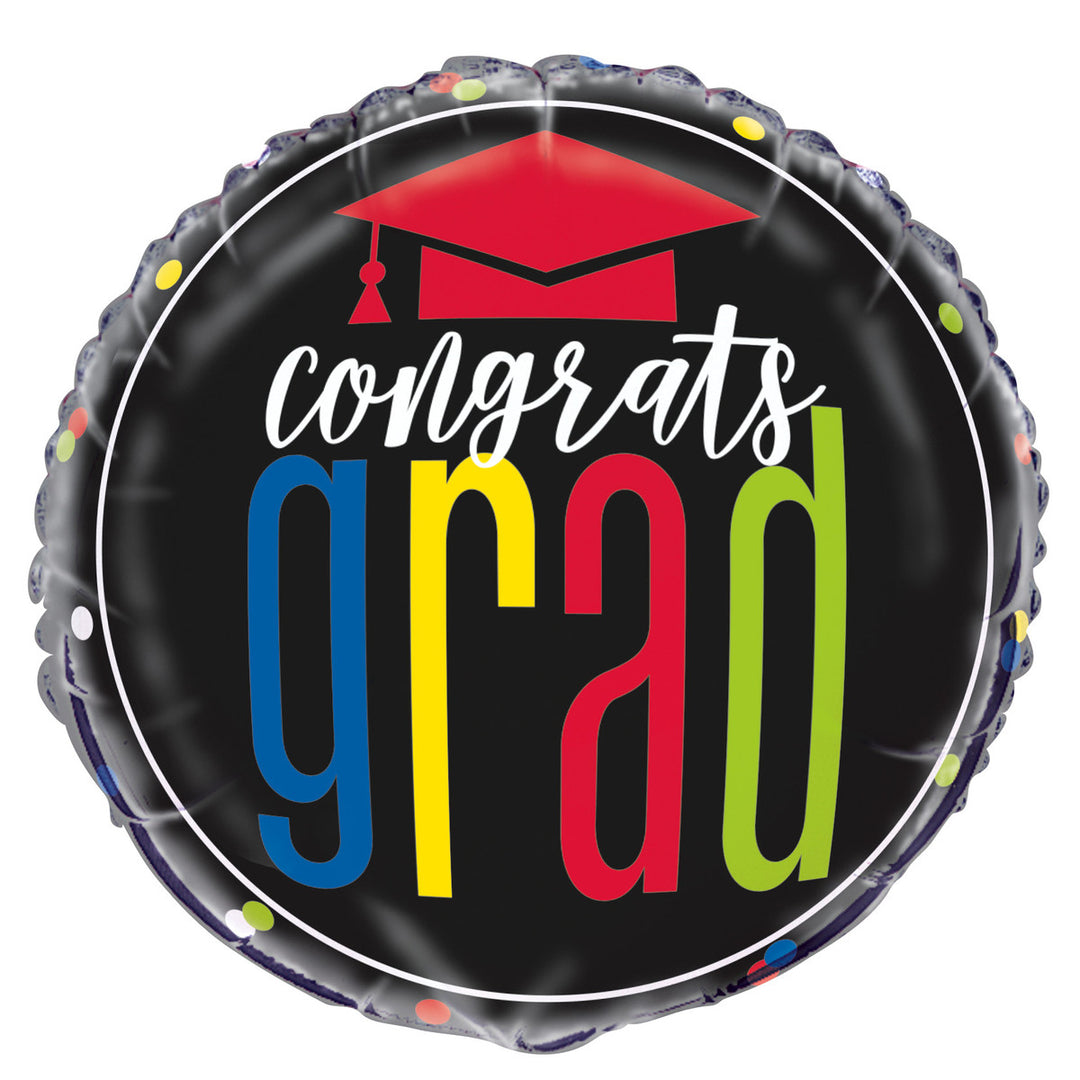 Congrats Grad Black Foil Balloon