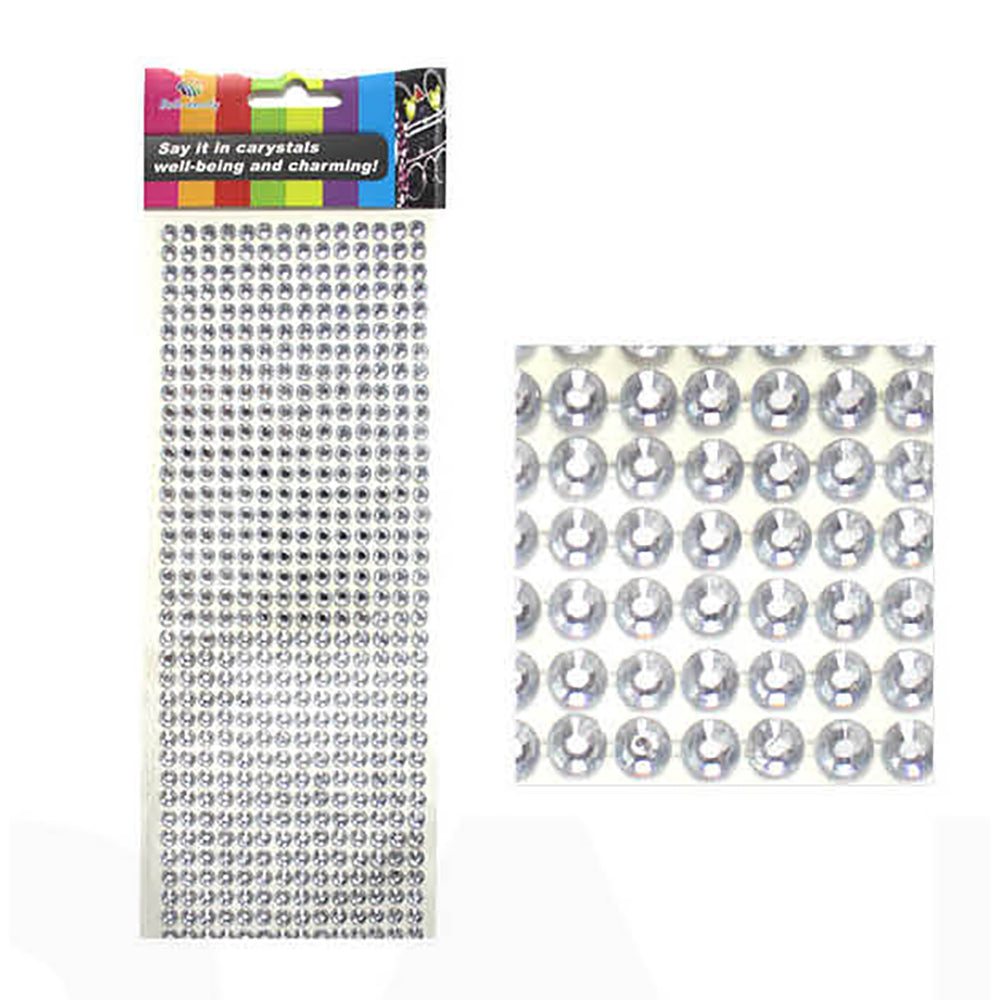 Diamante Silver Stickers - Small 0.5cm