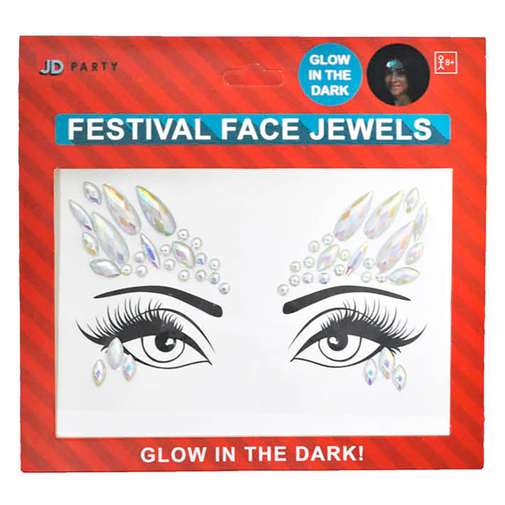 Glow in the Dark Diamanté Festival Face Jewels