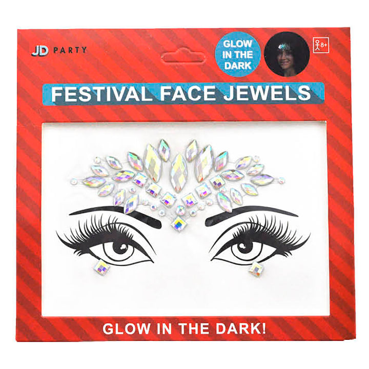 Glow in the Dark Diamanté Festival Face Jewels