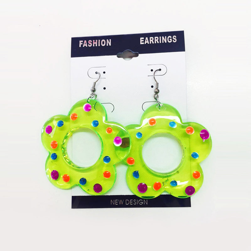 Earrings - Green Flower
